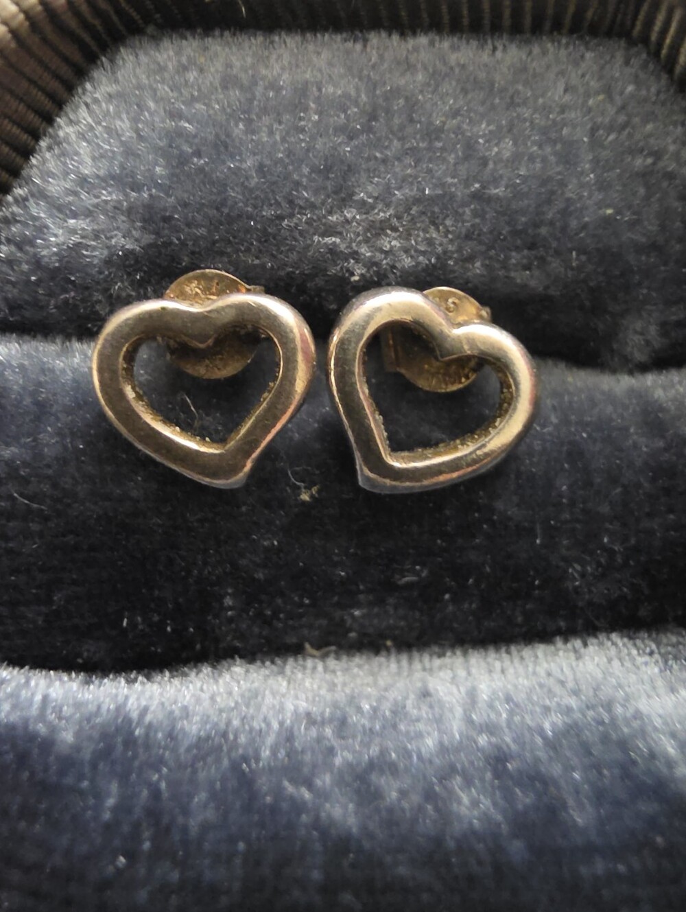 925 Silver Heart Stud Earrings (Vintage)